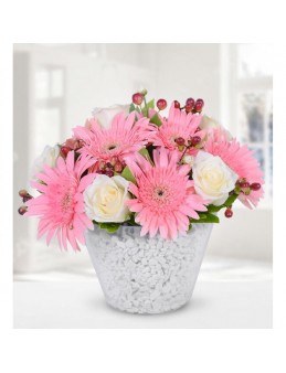 White Rose and Gerbera in Ceramics