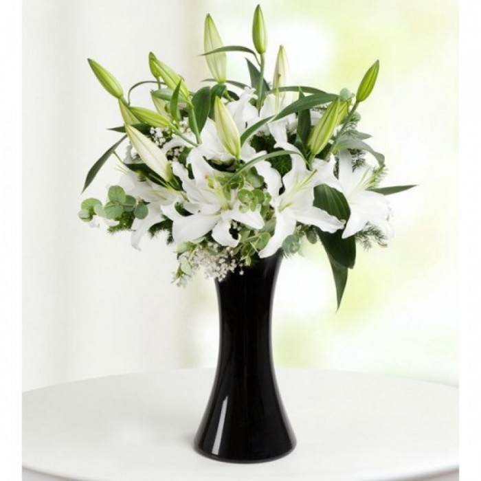 Elegant Swan White Lilies Arrangement